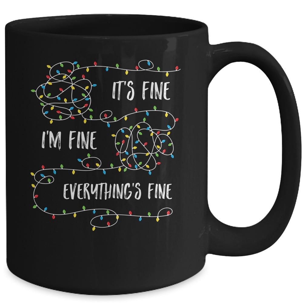 It's Fine I'm Fine Everything Is Fine Christmas Lights Mug | siriusteestore