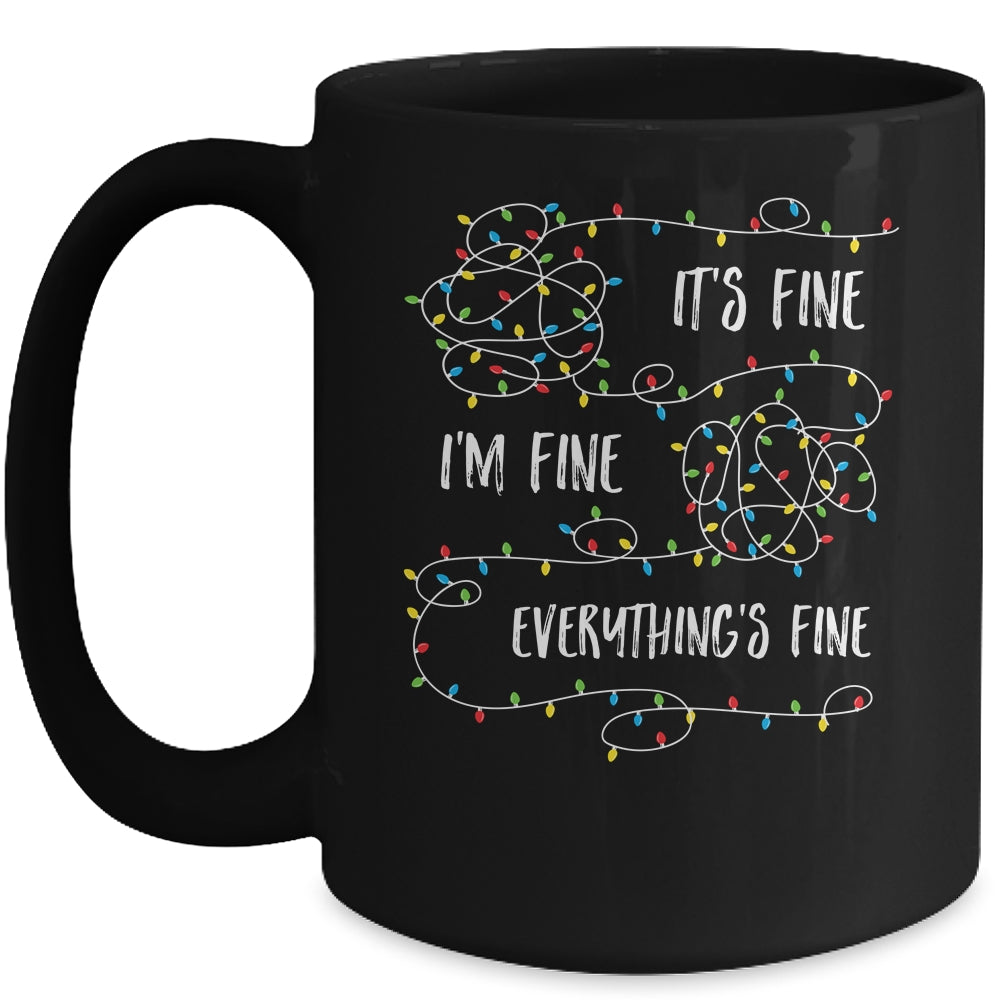 It's Fine I'm Fine Everything Is Fine Christmas Lights Mug | siriusteestore