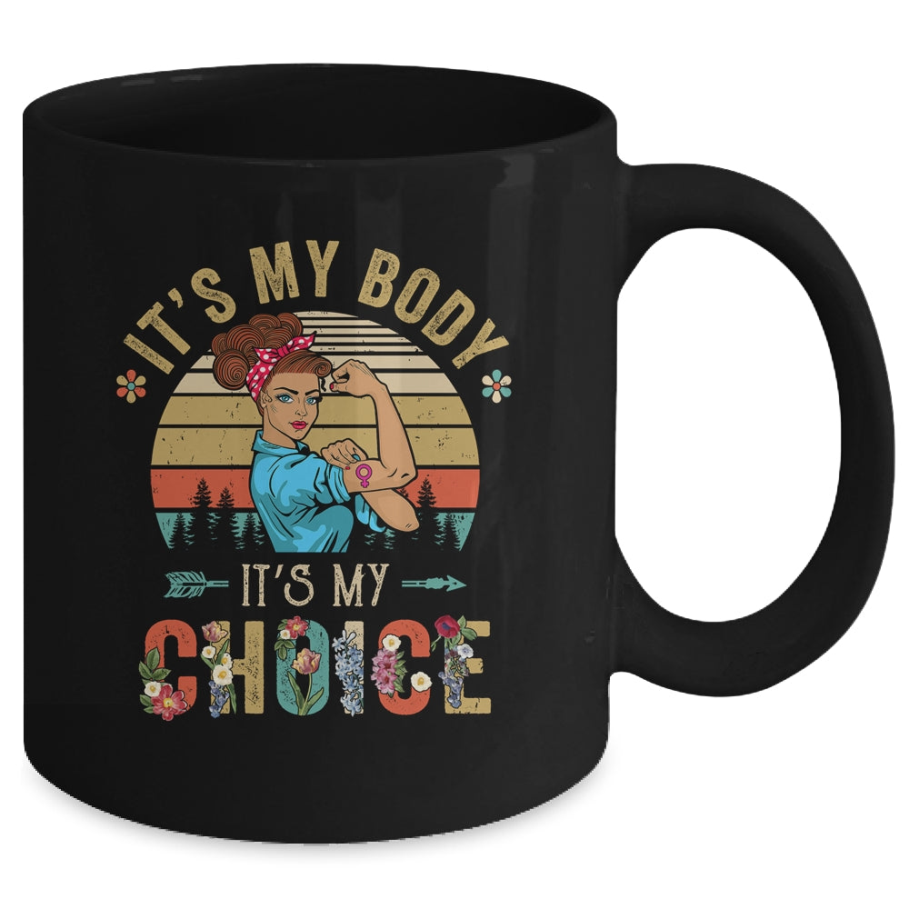 It's My Body Choice Feminist Womens Floral Feminist Retro Mug | siriusteestore