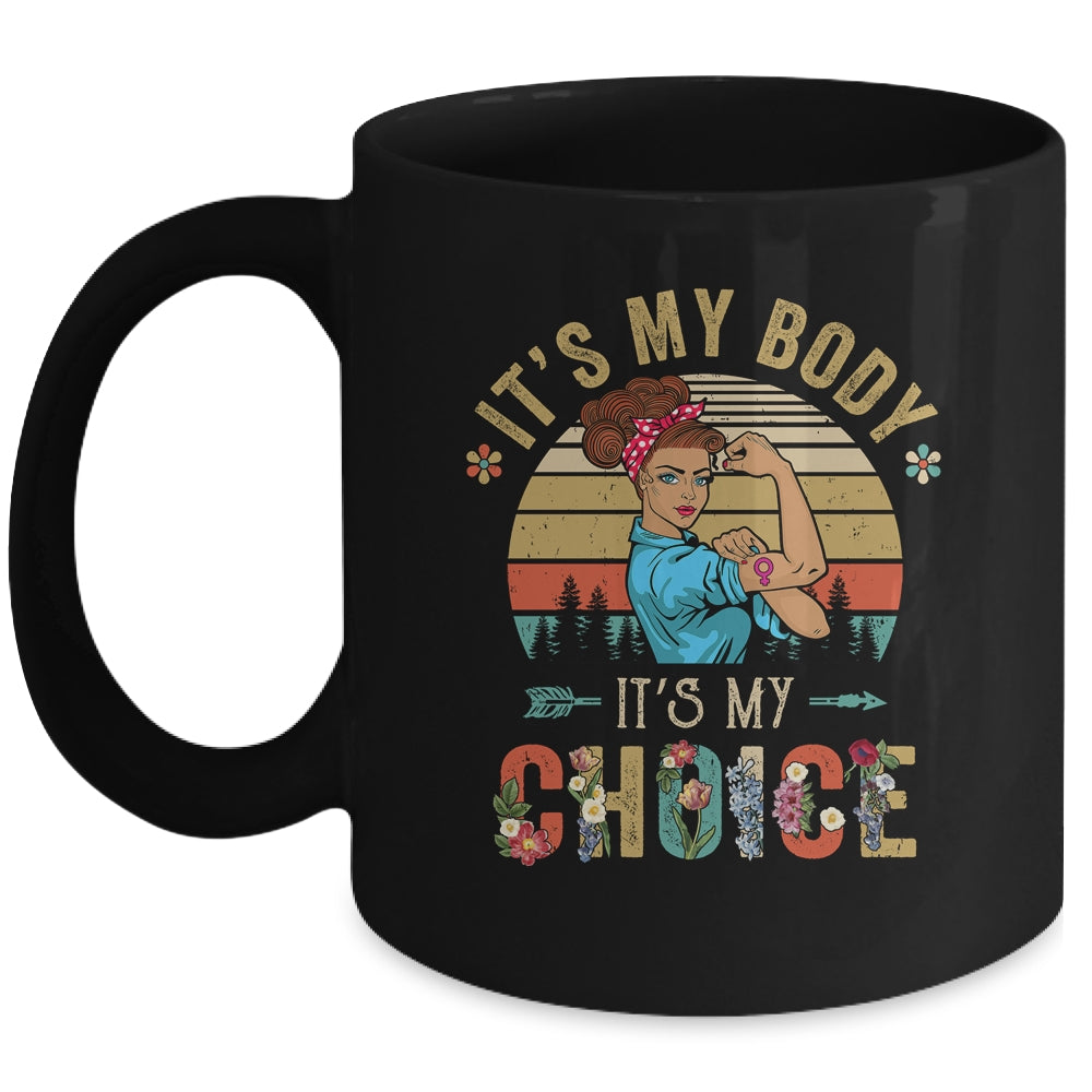 It's My Body Choice Feminist Womens Floral Feminist Retro Mug | siriusteestore