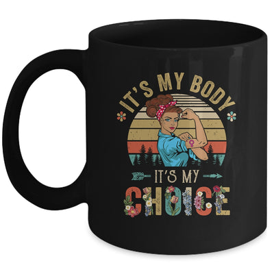 It's My Body Choice Feminist Womens Floral Feminist Retro Mug | siriusteestore