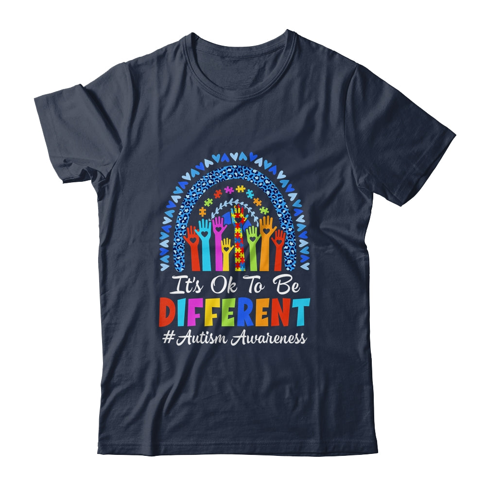 It's Ok To Be Different Autism Awareness Leopard Rainbow Shirt & Hoodie | siriusteestore
