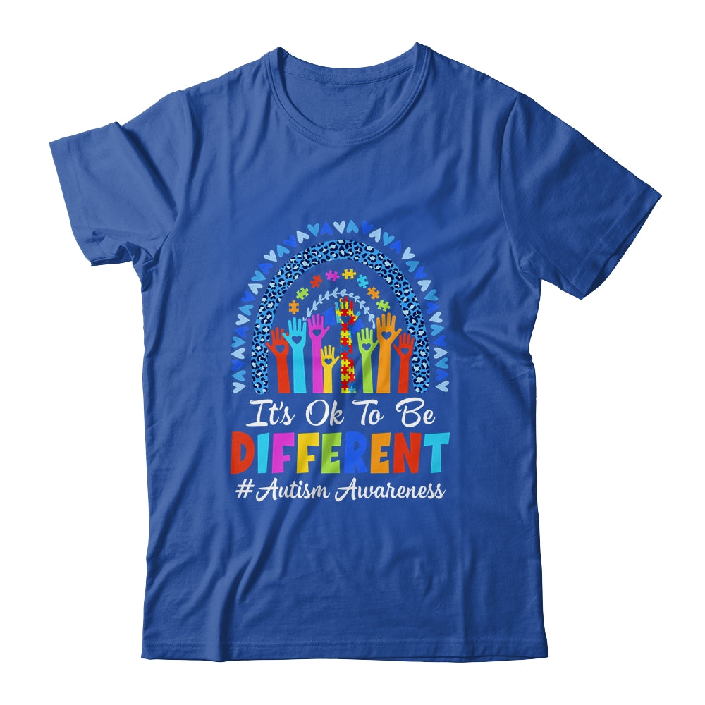 It's Ok To Be Different Autism Awareness Leopard Rainbow Shirt & Hoodie | siriusteestore