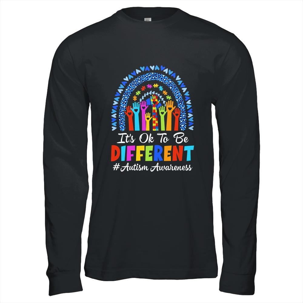 It's Ok To Be Different Autism Awareness Leopard Rainbow Shirt & Hoodie | siriusteestore
