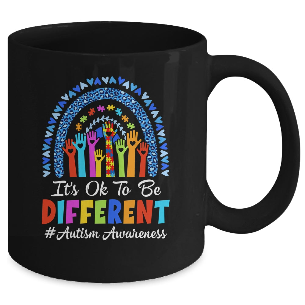 It's Ok To Be Different Autism Awareness Leopard Rainbow Mug | siriusteestore