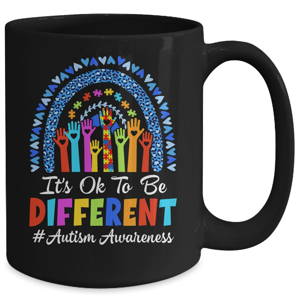It's Ok To Be Different Autism Awareness Leopard Rainbow Mug | siriusteestore