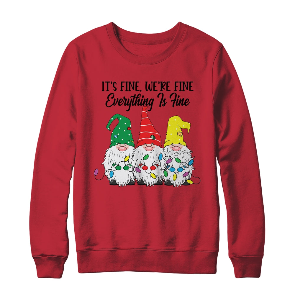 Its Fine Were Fine Everything is Fine Gnome Christmas Lights Shirt & Sweatshirt | siriusteestore