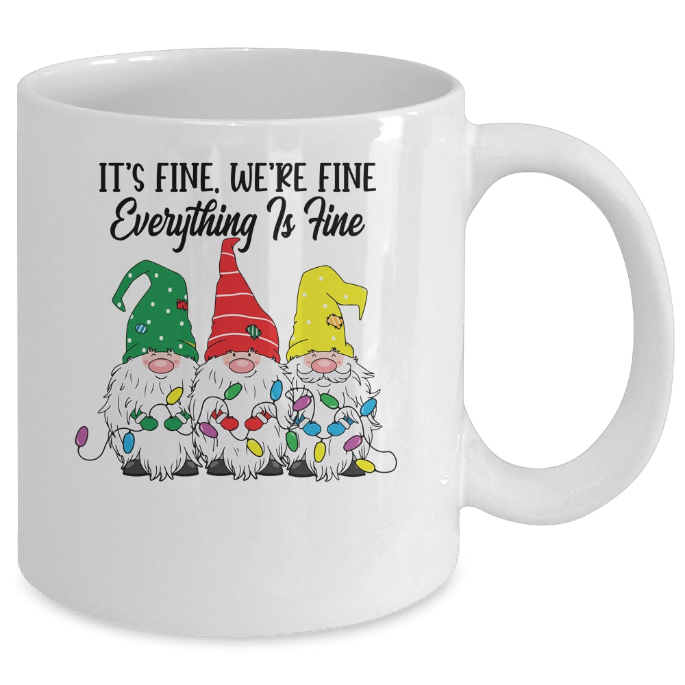 Its Fine Were Fine Everything is Fine Gnome Christmas Lights Mug | siriusteestore