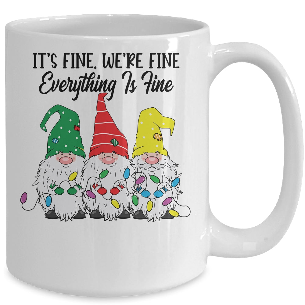 Its Fine Were Fine Everything is Fine Gnome Christmas Lights Mug | siriusteestore