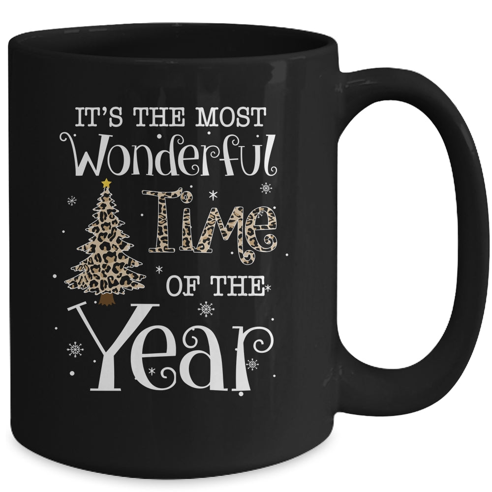 Its The Most Wonderful Time The Year Leopard Plaid Christmas Tree Mug | siriusteestore
