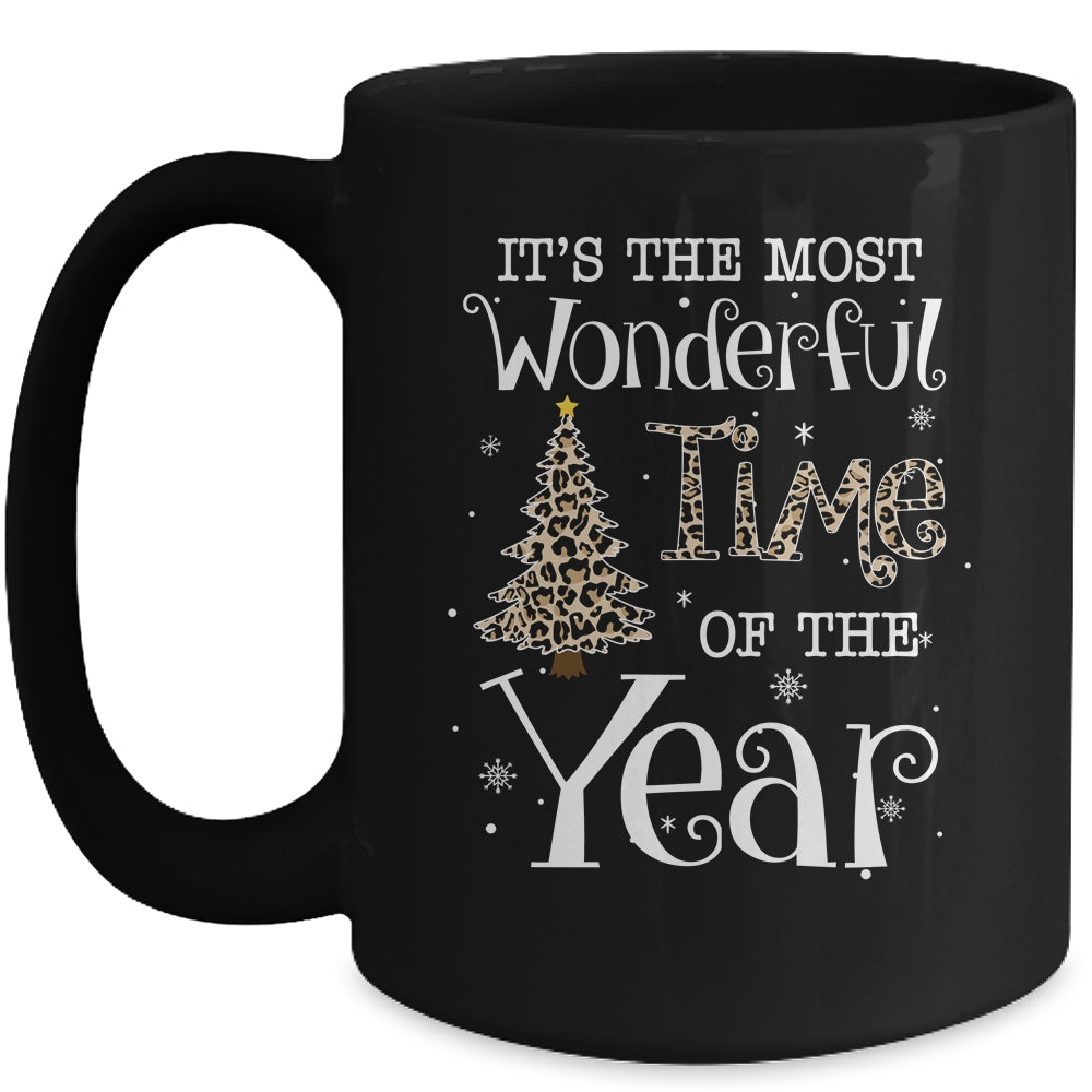 Its The Most Wonderful Time The Year Leopard Plaid Christmas Tree Mug | siriusteestore