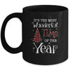 Its The Most Wonderful Time The Year Red Plaid Christmas Tree Mug | siriusteestore