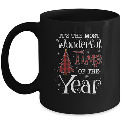 Its The Most Wonderful Time The Year Red Plaid Christmas Tree Mug | siriusteestore