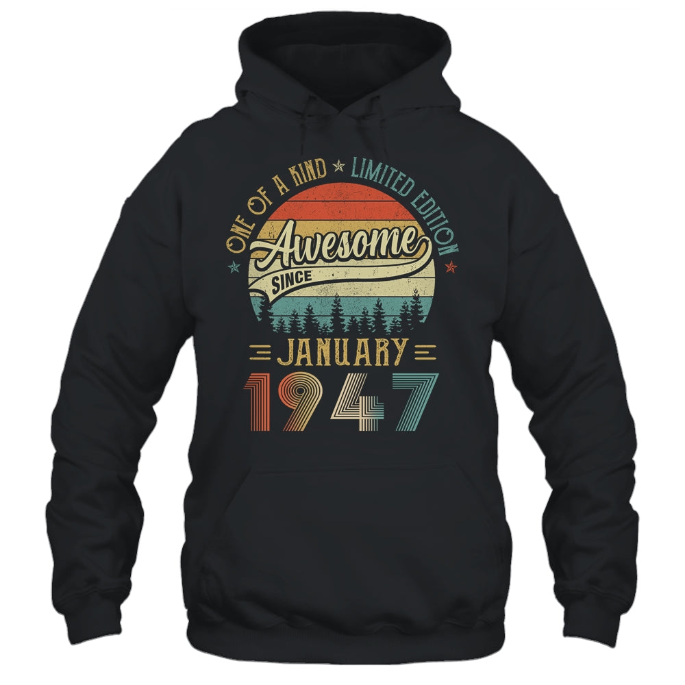 January 1947 Vintage 75 Years Old Retro 75th Birthday Shirt & Hoodie | siriusteestore