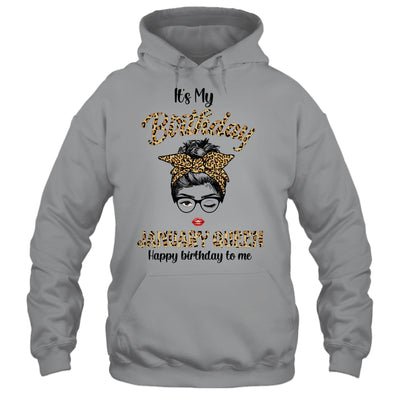 January Birthday Girl Queen Messy Bun Its My Birthday Leopard Shirt & Tank Top | siriusteestore