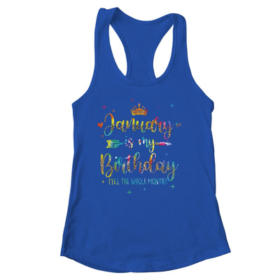 January Is My Birthday Yes The Whole Month Tie Dye Leopard Shirt & Tank Top | siriusteestore