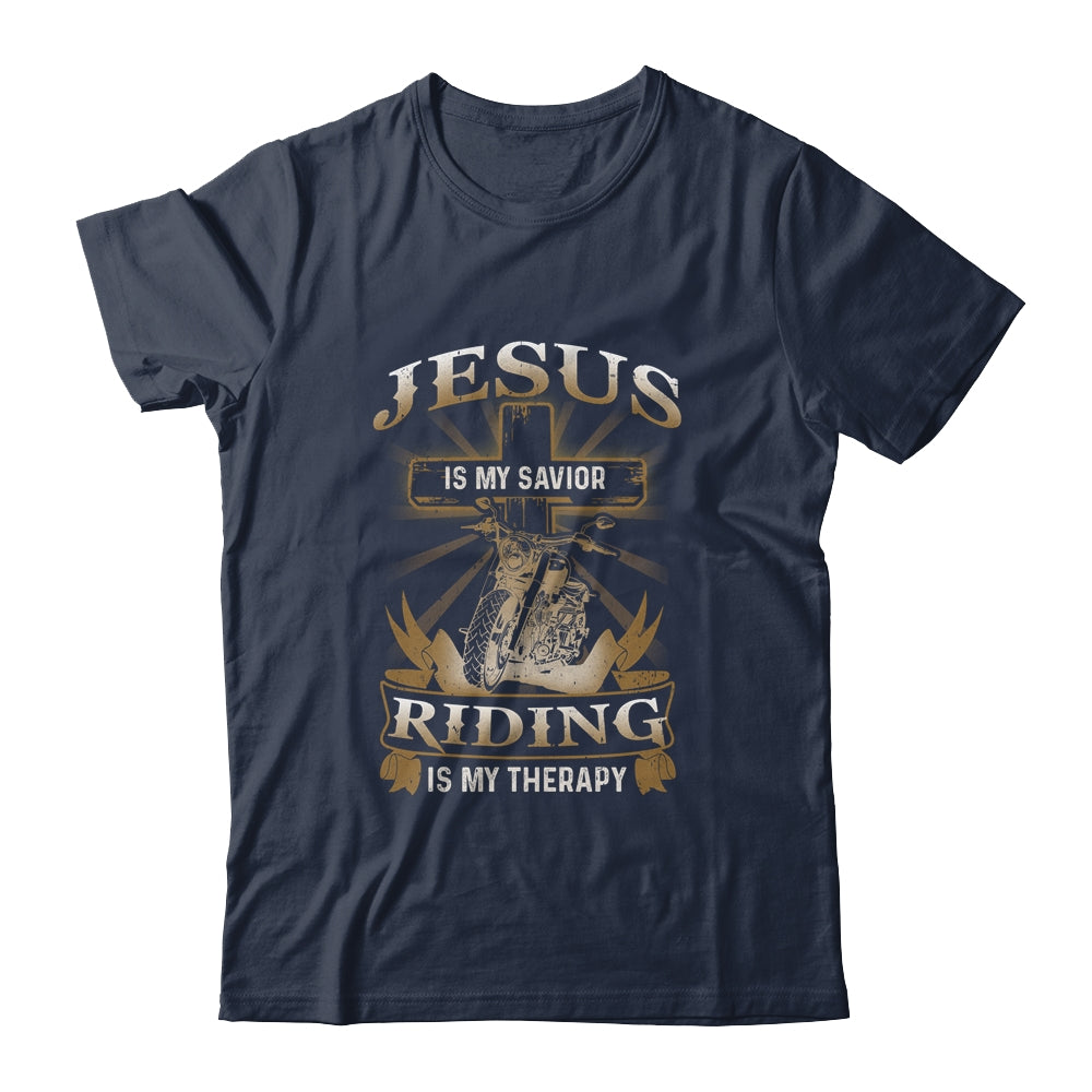 Jesus Is My Savior Riding Is My Therapy Funny Motorcycle Shirt & Hoodie | siriusteestore