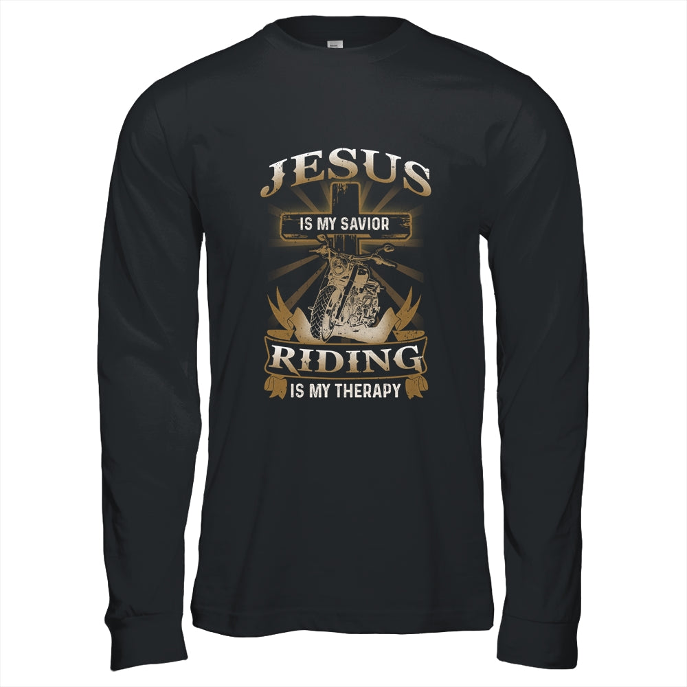 Jesus Is My Savior Riding Is My Therapy Funny Motorcycle Shirt & Hoodie | siriusteestore