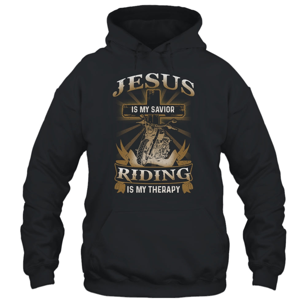 Jesus Is My Savior Riding Is My Therapy Funny Motorcycle Shirt & Hoodie | siriusteestore