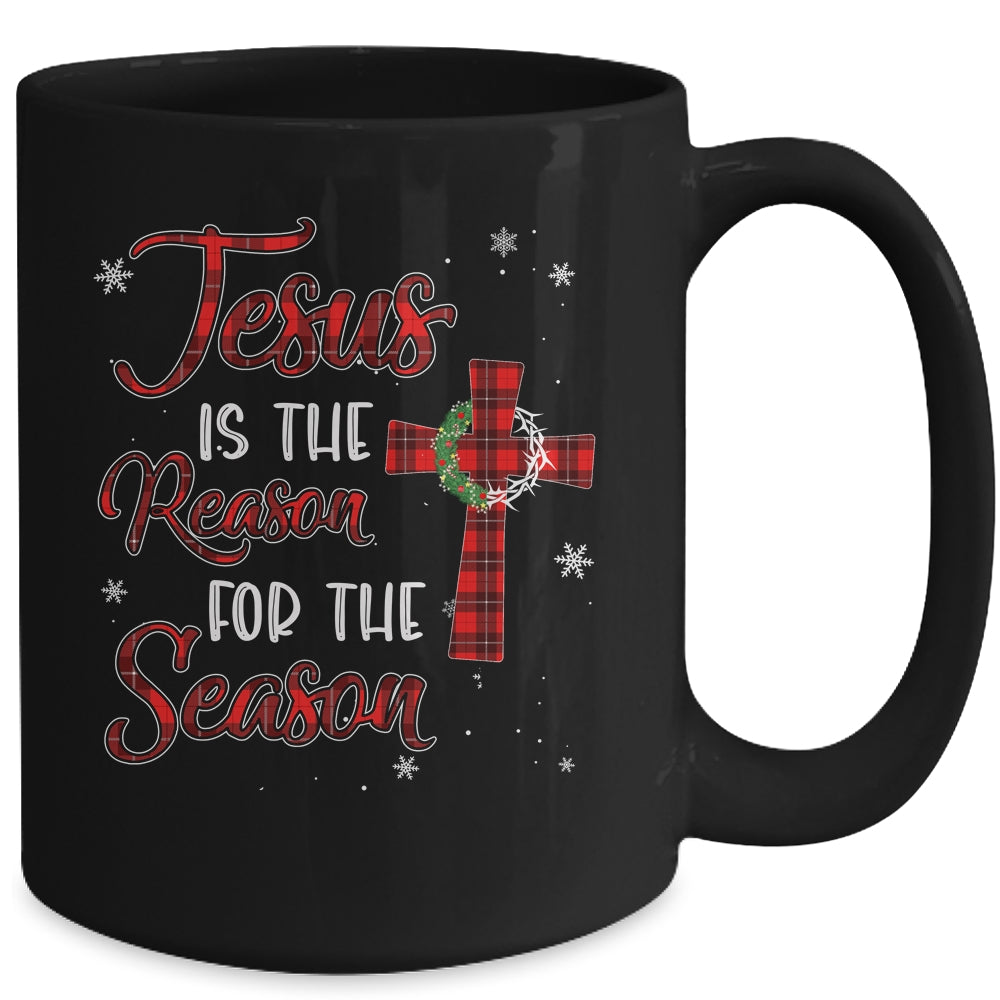 Jesus Is The Reason For The Season Christmas Plaid Christian Mug | siriusteestore