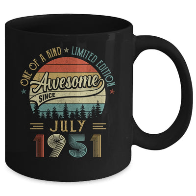 July 1951 Vintage 70 Years Old Retro 70th Birthday Gift Mug | siriusteestore