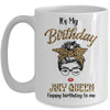 July Birthday Girl Queen Messy Bun Its My Birthday Leopard Mug | siriusteestore