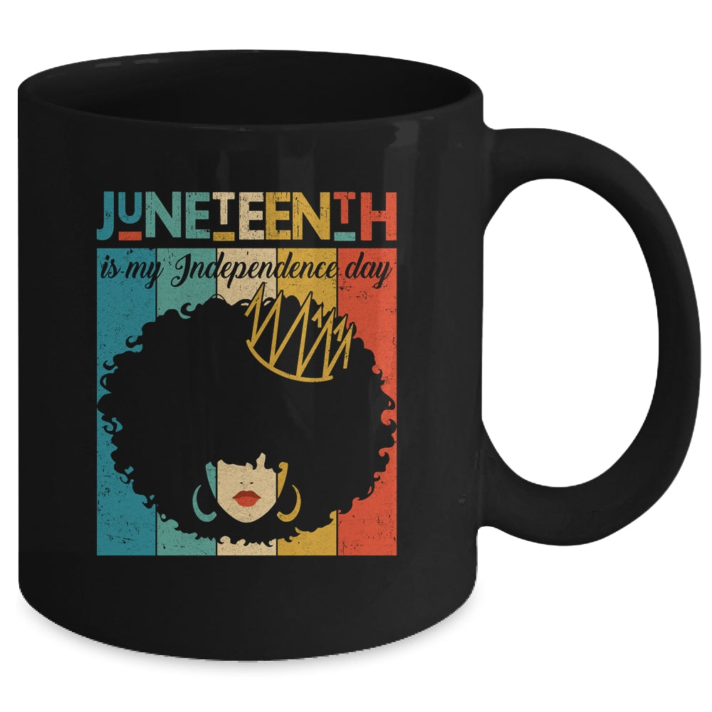 Juneteenth My Independence Day Retro Afro Melanin Mug | siriusteestore