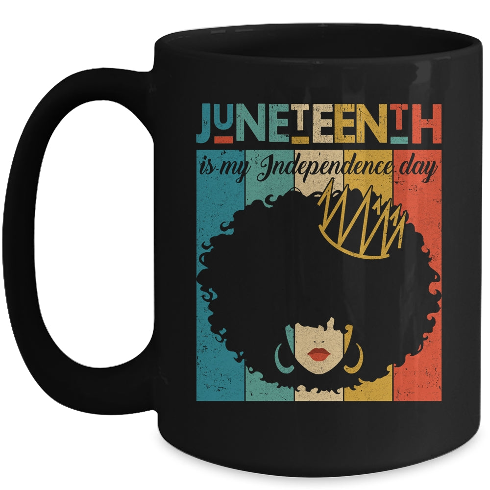 Juneteenth My Independence Day Retro Afro Melanin Mug | siriusteestore