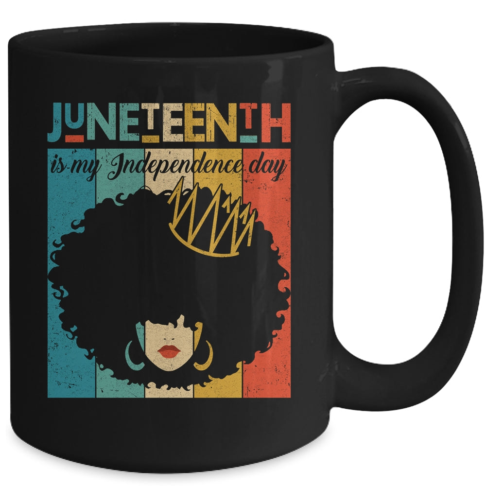 Juneteenth My Independence Day Retro Afro Melanin Mug | siriusteestore