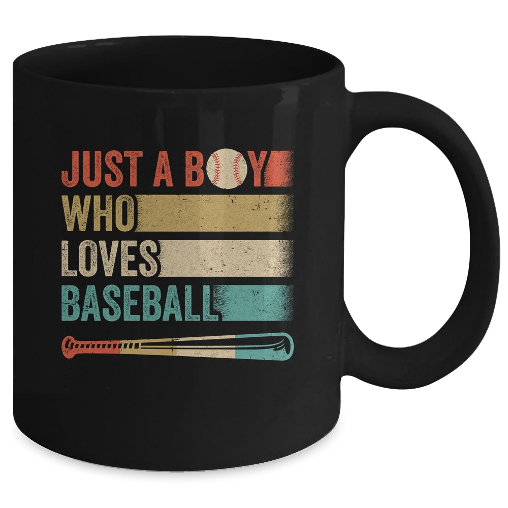 Just A Boy Who Loves Baseball Funny Retro Baseball Mug | siriusteestore