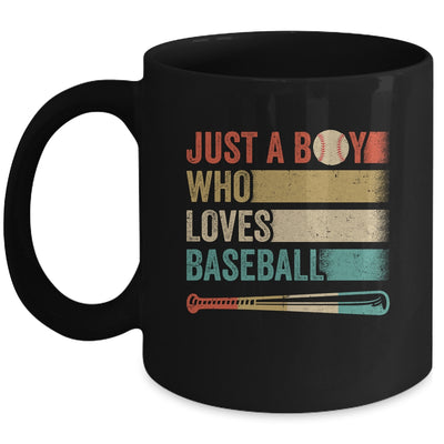 Just A Boy Who Loves Baseball Funny Retro Baseball Mug | siriusteestore