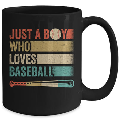 Just A Boy Who Loves Baseball Funny Retro Baseball Mug | siriusteestore