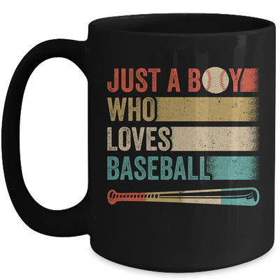 Just A Boy Who Loves Baseball Funny Retro Baseball Mug | siriusteestore