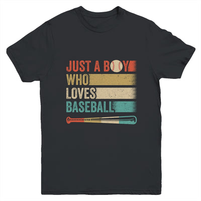Just A Boy Who Loves Baseball Funny Retro Baseball Youth Shirt | siriusteestore