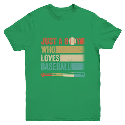 Just A Boy Who Loves Baseball Funny Retro Baseball Youth Shirt | siriusteestore