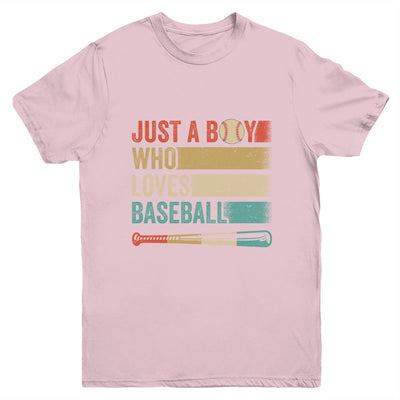 Just A Boy Who Loves Baseball Funny Retro Baseball Youth Shirt | siriusteestore