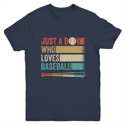 Just A Boy Who Loves Baseball Funny Retro Baseball Youth Shirt | siriusteestore