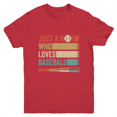 Just A Boy Who Loves Baseball Funny Retro Baseball Youth Shirt | siriusteestore