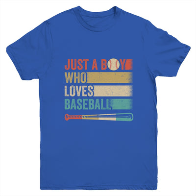 Just A Boy Who Loves Baseball Funny Retro Baseball Youth Shirt | siriusteestore