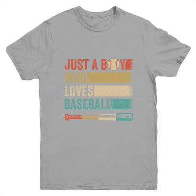 Just A Boy Who Loves Baseball Funny Retro Baseball Youth Shirt | siriusteestore