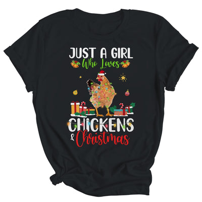 Just A Girl Who Loves Chickens And Christmas Funny Farmer Shirt & Sweatshirt | siriusteestore