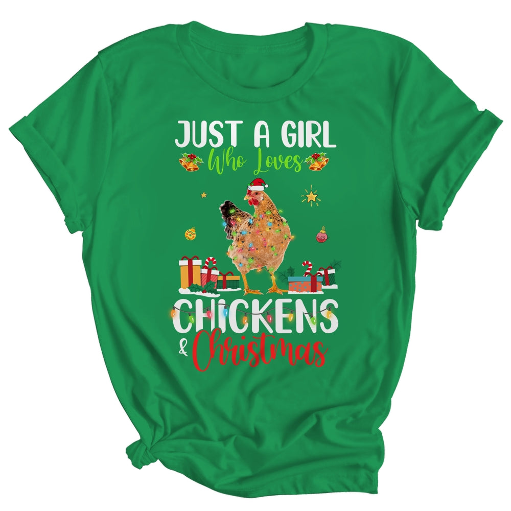 Just A Girl Who Loves Chickens And Christmas Funny Farmer Shirt & Sweatshirt | siriusteestore