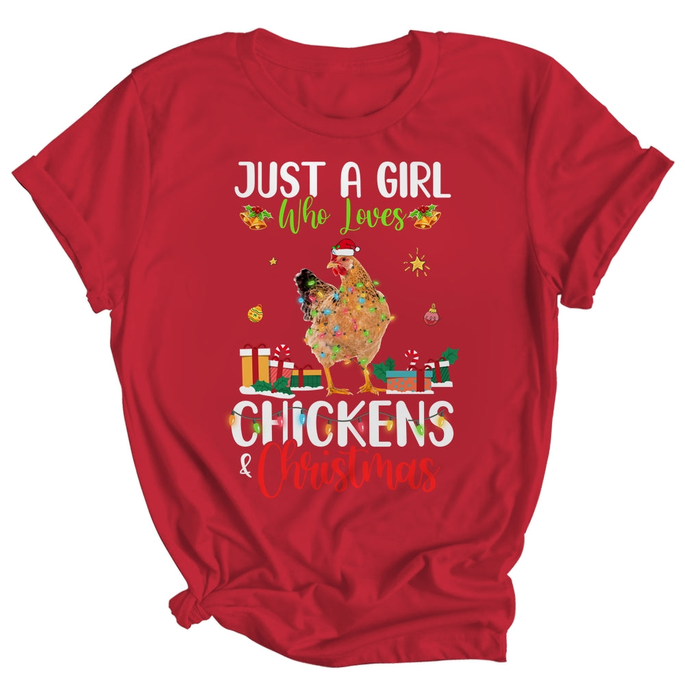 Just A Girl Who Loves Chickens And Christmas Funny Farmer Shirt & Sweatshirt | siriusteestore