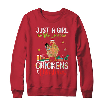 Just A Girl Who Loves Chickens And Christmas Funny Farmer Shirt & Sweatshirt | siriusteestore