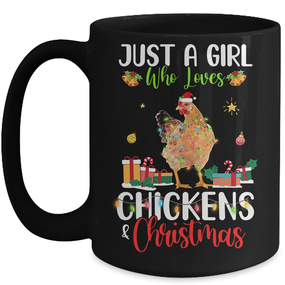 Just A Girl Who Loves Chickens And Christmas Funny Farmer Mug | siriusteestore