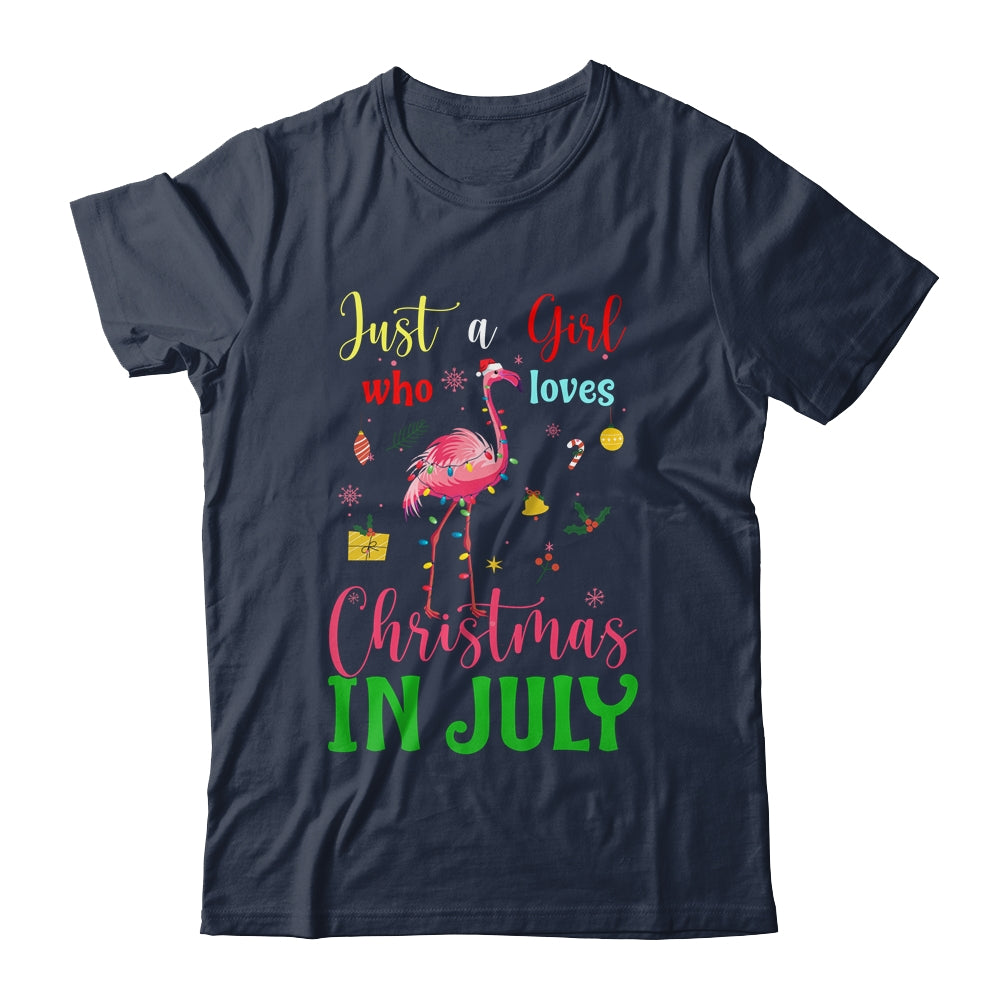 Just A Girl Who Loves Christmas In July Flamingo Shirt & Tank Top | siriusteestore