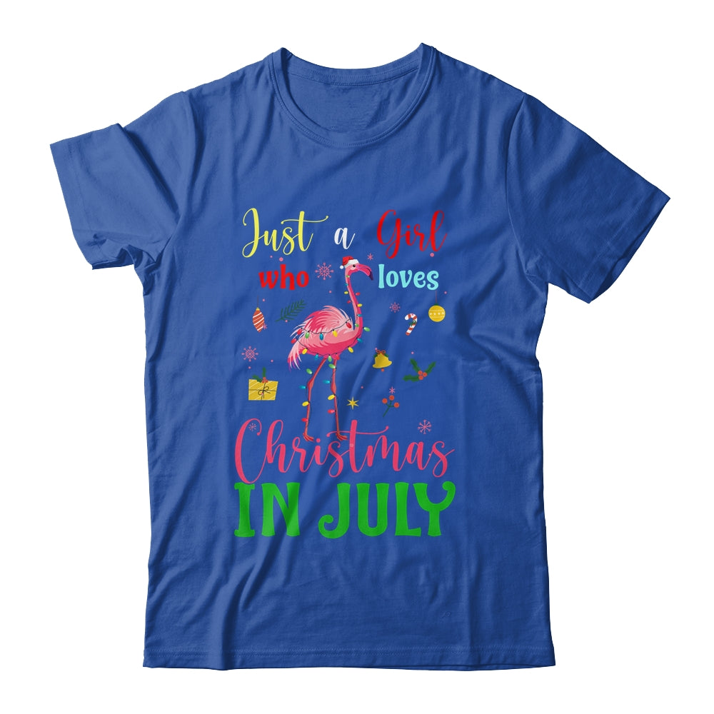 Just A Girl Who Loves Christmas In July Flamingo Shirt & Tank Top | siriusteestore