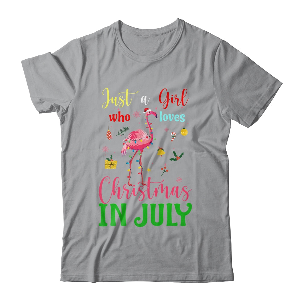Just A Girl Who Loves Christmas In July Flamingo Shirt & Tank Top | siriusteestore