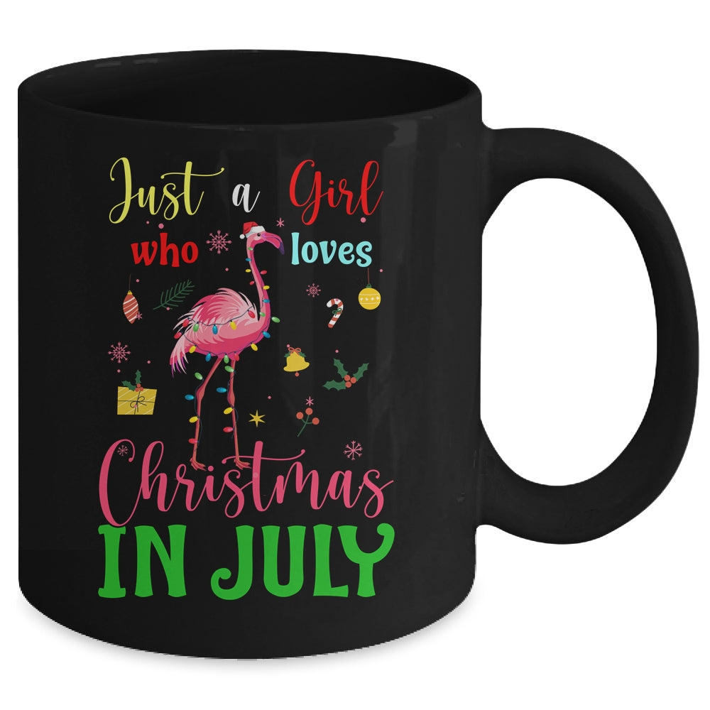 Just A Girl Who Loves Christmas In July Flamingo Mug | siriusteestore
