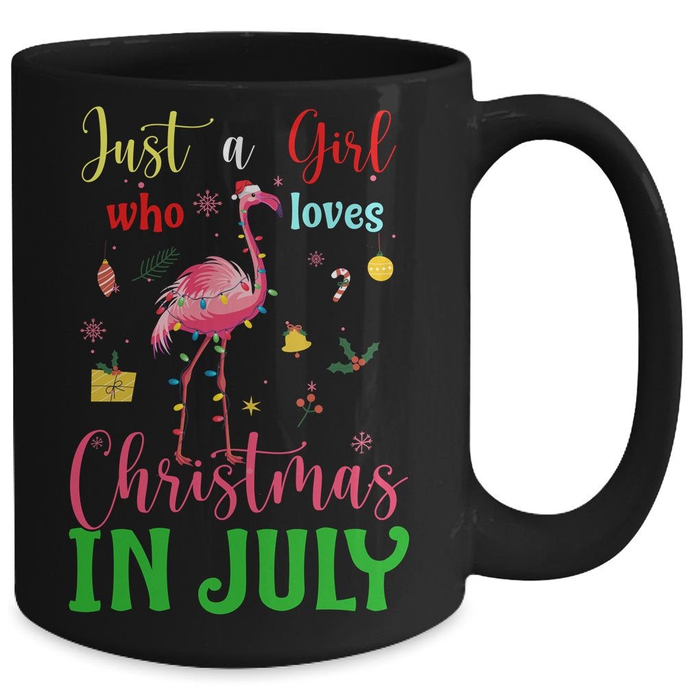 Just A Girl Who Loves Christmas In July Flamingo Mug | siriusteestore